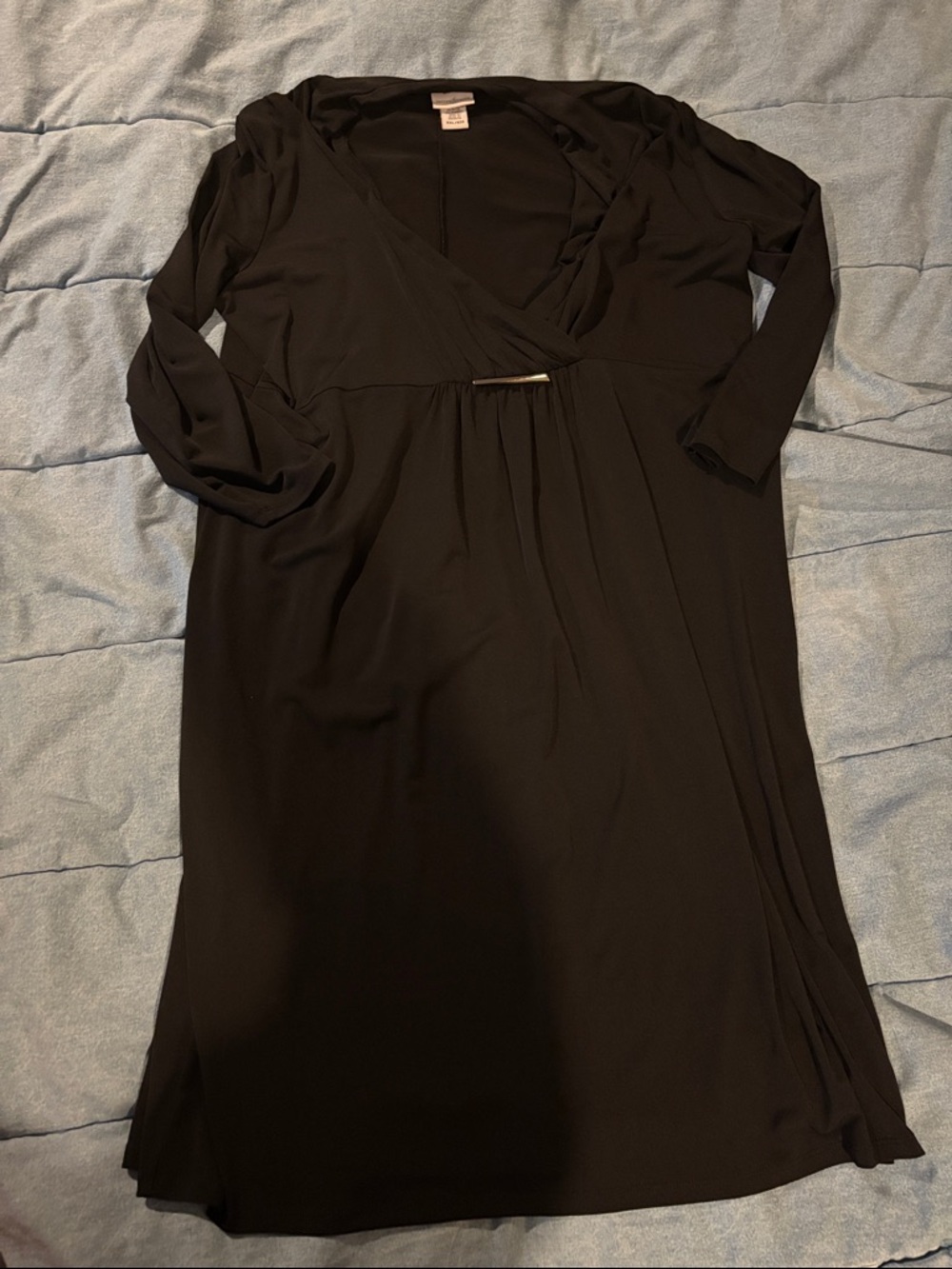 Jacqueline Smith Black Long Sleeve Wrap-Style Women’s Dress xxl